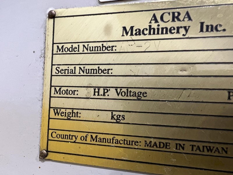 2 HP ACRA MODEL #AM-2V VERTICAL KNEE MILL: STOCK #18827