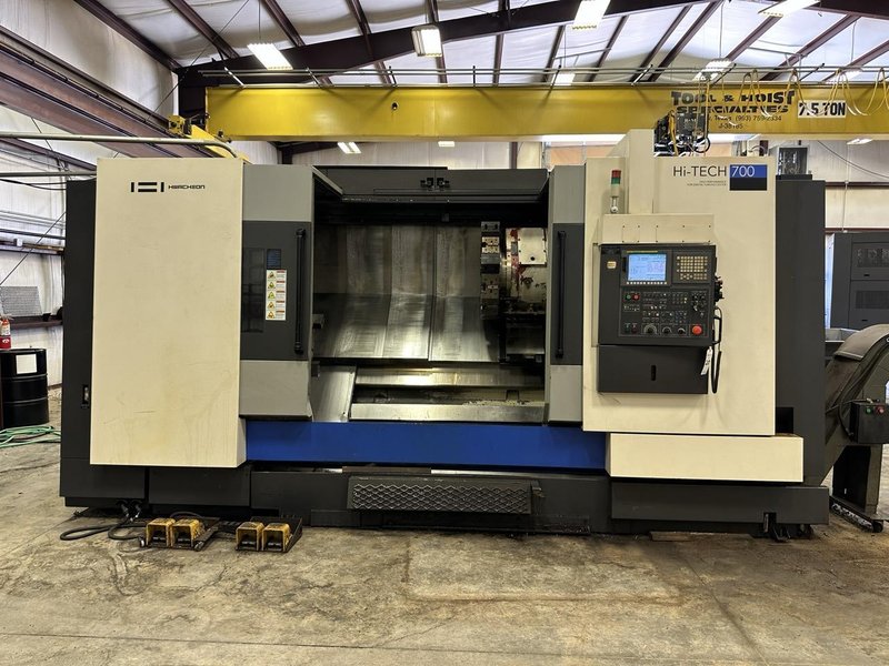 Hwacheon Hi-Tech 700 CNC Lathe, 2012 – 24″ Chuck, Tailstock, Chip Conveyor, Tool Presetter