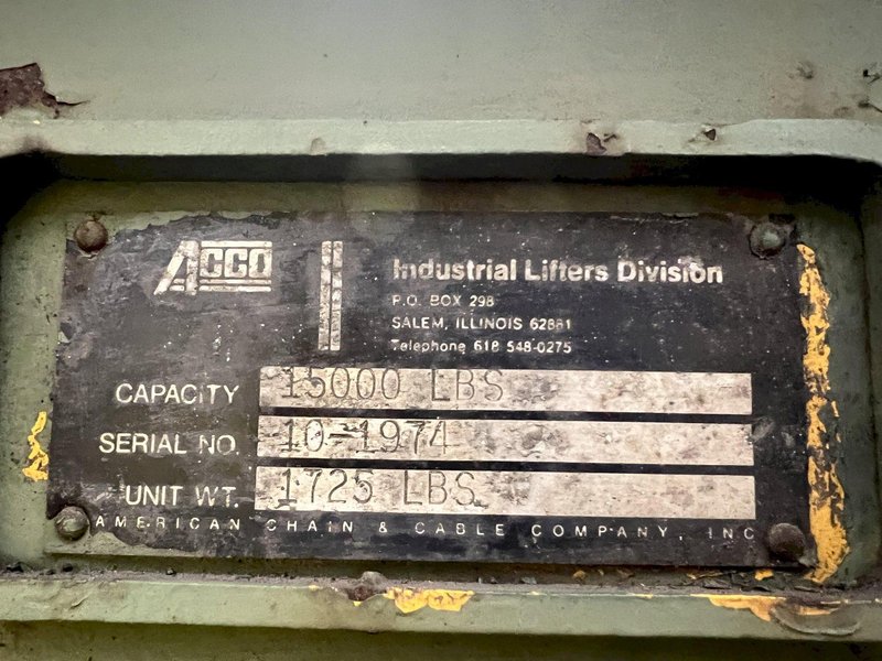 15,000 LBS X 24"-76" ACCO MANSAVER ADJUSTABLE SHEET LIFTER #3296