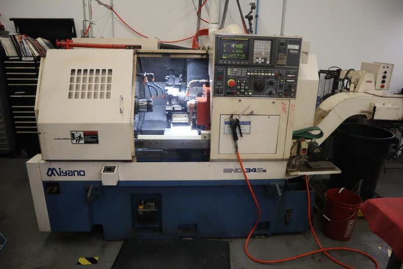 Miyano BND-34S CNC Lathe, C-Axis on Main and Sub-Spindle, 12 Station Turret, Parts Catcher &amp; Conveyor, Chip Conveyor- Auction Item