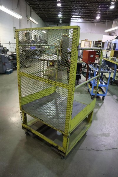 Man-Lift Cage for Forklift, Fork Slots, Portable On Casters- Auction Item