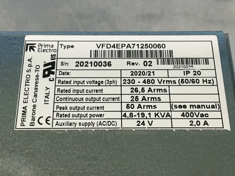 PRIMA ELECTRO SERVO DRIVE  -  VFD4EPA71250060