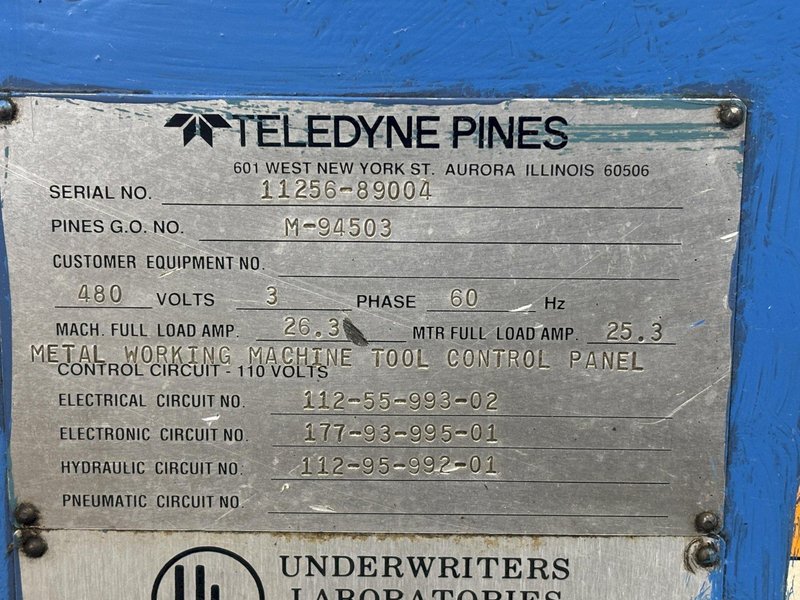 1.25&quot; PINES MODEL #1-1/4 HIGH SPEED  ROTARY HYDRAULIC BAR, TUBE &amp; PIPE BENDER, DIAL A BEND V CONTROL STOCK #22683