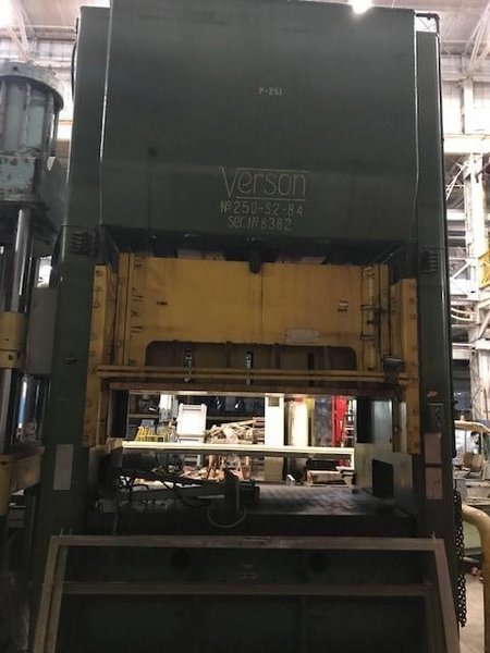 250 Ton Verson Press No. 250-S2-84 Straight Press, 1950