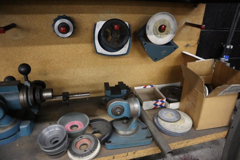 KO Lee End Mill Grinder with Attachments, Craftsman Double End Bench Grinder and Maple Top Work Bench- Auction Item