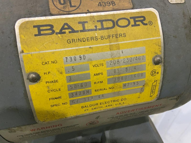 6" BALDOR DOUBLE END PEDESTAL GRINDER: STOCK #81164