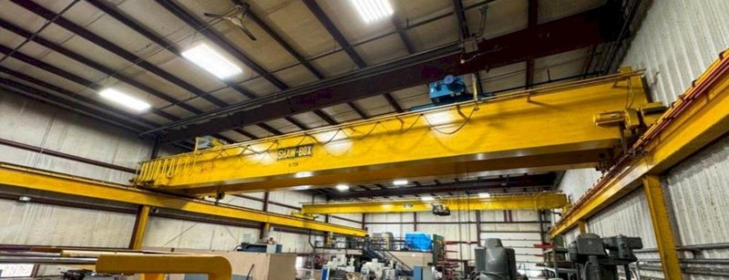 15 TON X 57’ SHAW BOX DOUBLE GIRDER OVERHEAD BRIDGE CRANE: YOBRO #24731