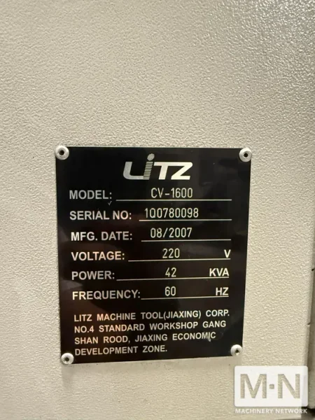 Litz Hitech CV-1600 CNC Vertical Machining Center, 2007
