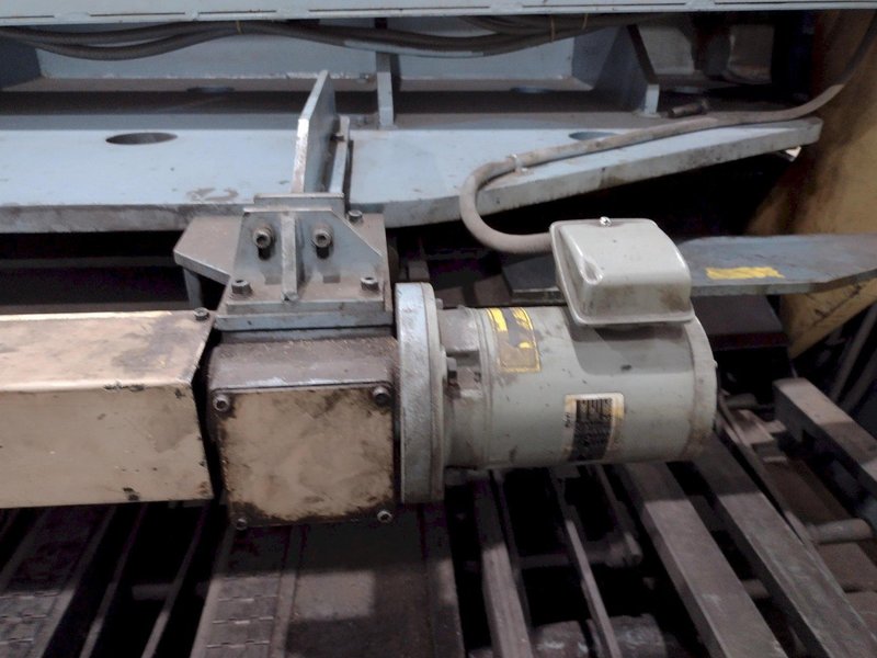 13&#039; x 1/4&quot; AMADA MODEL #M-4065 MECHANICAL POWER SQUARING SHEAR, FRONT GUAGING, CONVEYOR &amp; STACKER: STOCK #19272