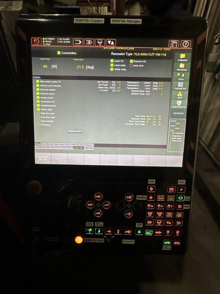 8000 Watt Mazak Optiplex 4020 Fiber Laser III, 2019 – 6.5′ x 13′ Table – Dust Collector, Shuttle Table, Scrap Conveyor