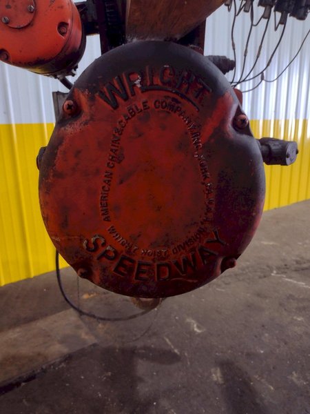 2000 LBS (1 TON) WRIGHT MODEL #W1 CABLE HOIST W/ POWERED TROLLEY: STOCK #18743