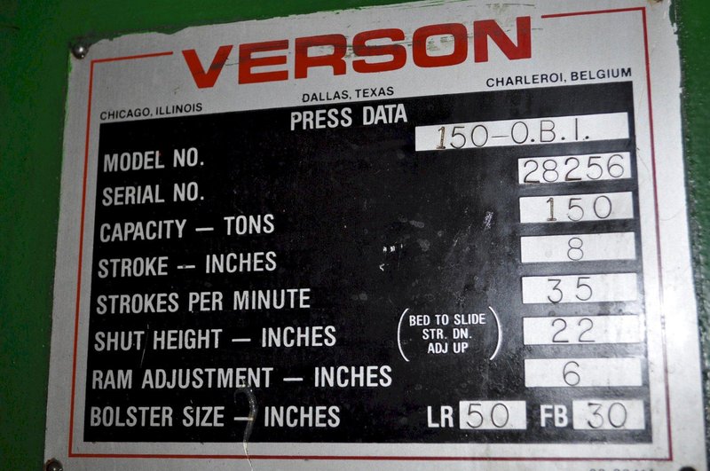 150 Ton Verson OBI Press