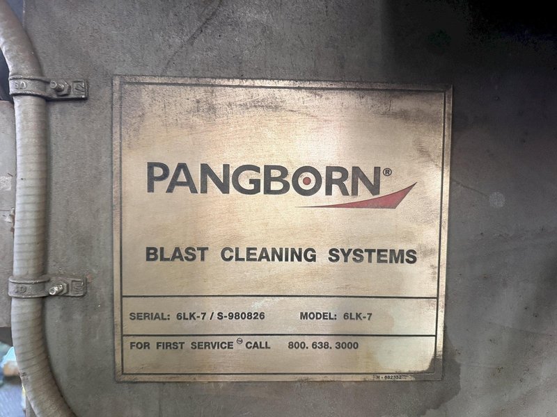 72" PANGBORN 6LK-7 TABLE TYPE 25 HP SHOT BLAST MACHINE. STOCK # 0875026