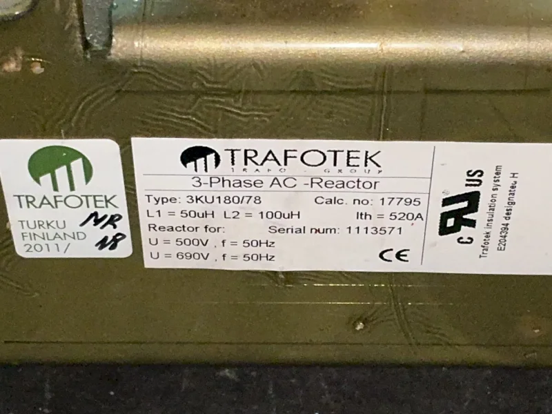 TRAFOTEK 3-PHASE AC REACTOR  -  3KU180/78
