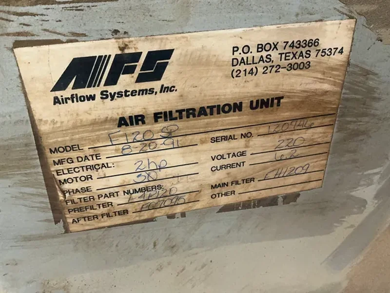 AIRFLOW SYSTEMS 2 HP DUST COLLECTOR   -  F120 SP