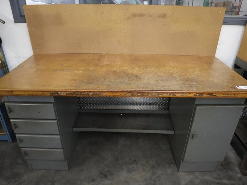 Equipto Heavy Duty Steel Work Bench with Wood Top and Lower Drawers- Auction Item