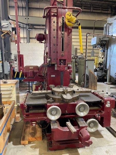  ROCKFORD SA20 Slotter. Used condition. Max Dia. Head: 28.0, Stroke: 22.0, Power: 10.0
Missing Newall Display, 2 axis Encoders installed, Comes with Tool Cabinet and Tooling as shown in pictures.  Age not confirmed, believed to be 97.  Located Edmonton AB