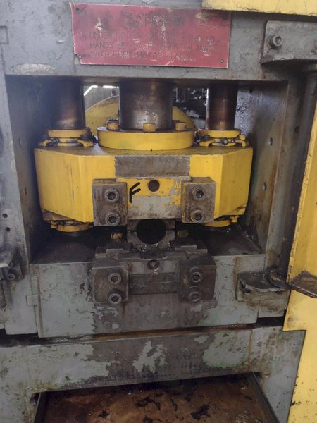 25,000 LB MITCHELL (4) DIE IN LINE TUBULAR CONVEYOR ROLL SHAFT END FORMING MACHINE: STOCK #15296