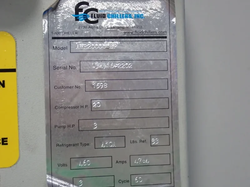 FLUID CHILLERS 20 HP CHILLER  -  AIR20000-BP