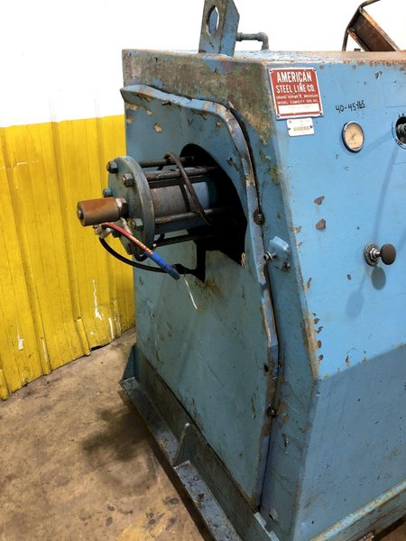 10,000 LB X 40&quot; AMERICAN STEEL LINE MOTORIZED COIL REEL UNCOILER STOCK #3185