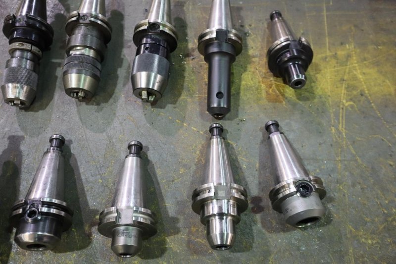 CT40 Taper Tool Holders: (3) Keyless Drill Chucks, (7) End Mill Holders- Auction Item