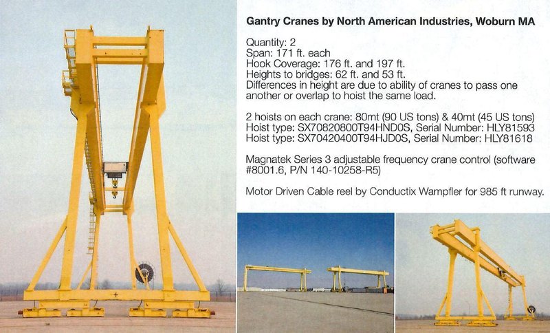 80/40 TON X 195' X 59' LIFT NORTH AMERICAN IND DOUBLE LEG ROLLING GANTRY CRANE: STOCK #12533