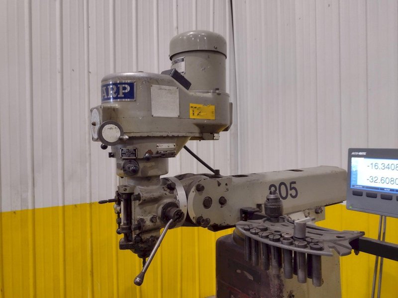 3 HP SHARP VERTICAL RAM TYPE KNEE MILL DRO &amp; POWER FEED : YOBRO #25318