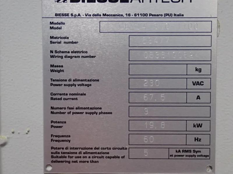 BIESSEARTECH 40: X 43" X 2" BELT SANDER   -  LEVIA 310-1100