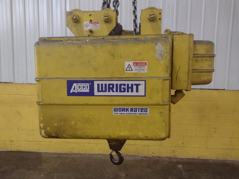 2000 LBS X 36' LIFT ACCO WRIGHT POWERED CABLE HOIST WITH POWERED TROLLEY : STOCK #14984