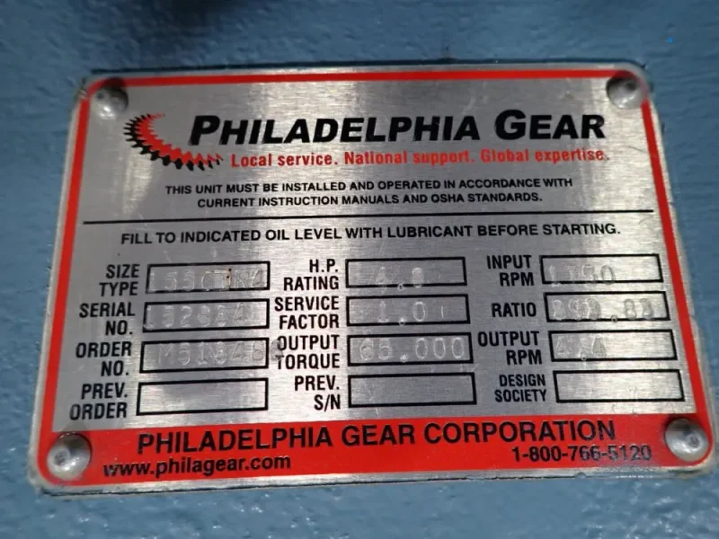 PHILADELPHIA GEAR REDUCTION GEAR BOX