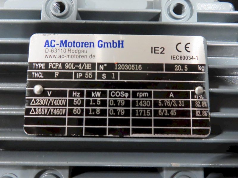 AC Motoren GmbH Motor - FCPA 90L-4/HE &amp; Scherzinger Pump - 351/251 FA/M1.5- Auction Item
