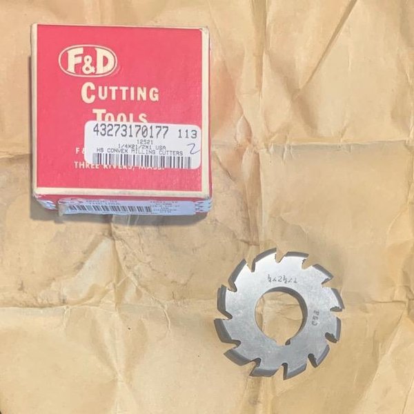 F&amp;D CUTTING TOOLS HS CONVEX MILLING CUTTER: 1/4&quot; X 2 1/2&quot; X 1&quot; STRAIGHT TOOTH SIDE MILLING CUTTER: STOCK #15126