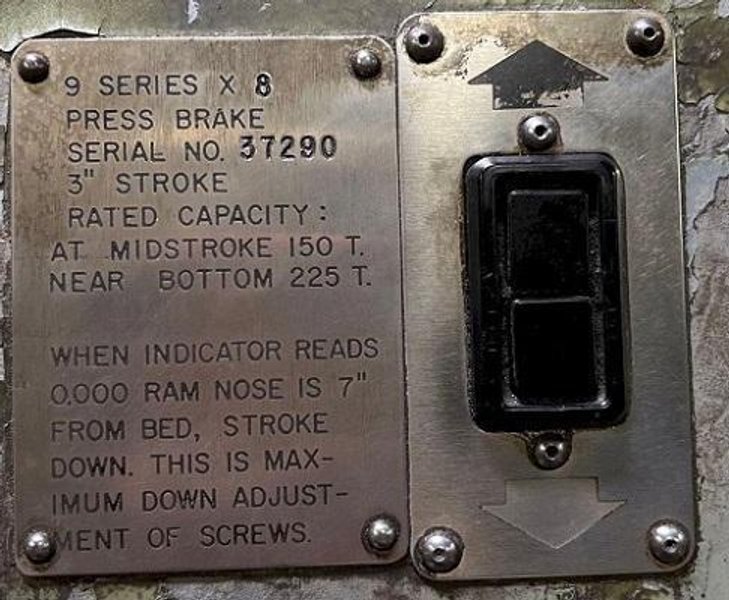 225 TON X 10' CINCINNATI MODEL #9 AUTO CYCLE AIR CLUTCH MECHANICAL PRESS BRAKE