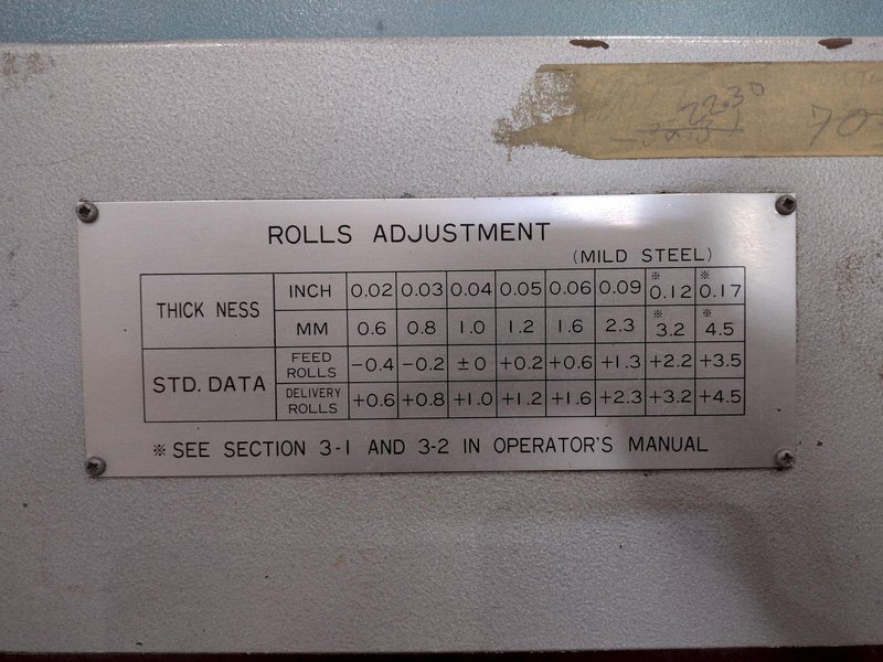 24&quot; X 13 GAUGE AMADA MODEL #SL-6023 13 ROLL SHEET STRAIGHTENER &amp; LEVELER: STOCK #14556
