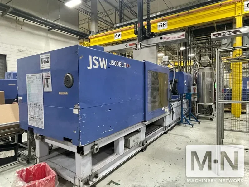 500 Ton 45 Oz JSW J500ELIII-1400H Electric Injection Molding Machine, mfg 2006/2005 (2) AVAILABLE