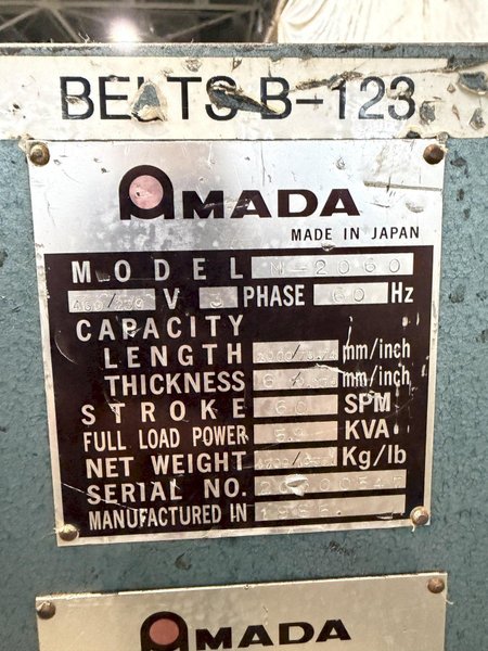 78" X .250" AMADA M–2060 MECHANICAL SQUARING SHEAR. STOCK # 1001225