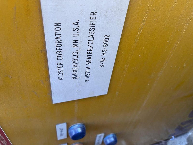 Kloster model 18-b-60 8 ustph heater classifier s/n ms-8002 with Raypark boiler and blower and controls