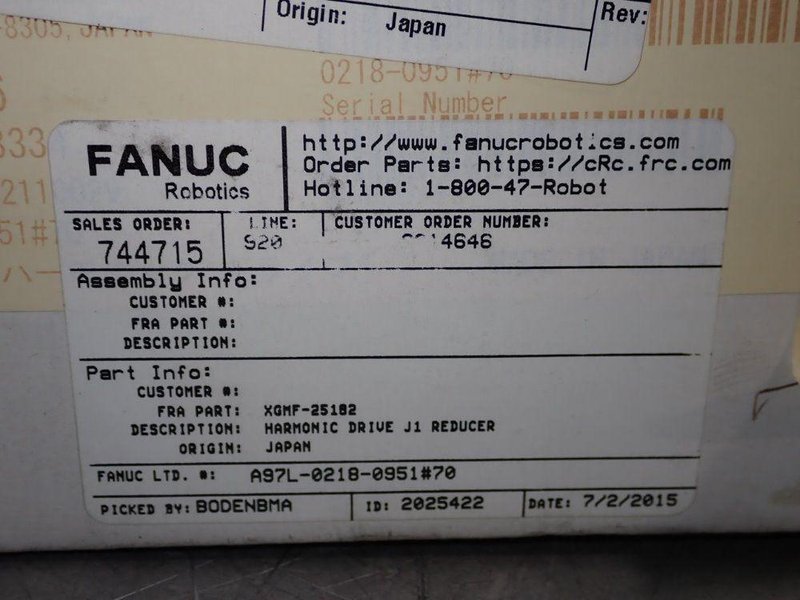 FANUC HARMONIC DRIVE REDUCER  -  A97L-0218-0951#70