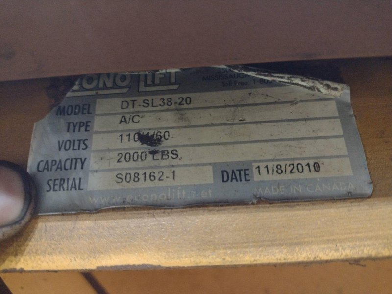 2,000 LBS X 96" X 72" ECONOLIFT MODEL #DT-SL38-20 LIFT TABLE: YOBRO #24990