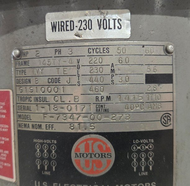 BRIDGEPORT SERIES I VERTICAL MILL 2HP 3 PH 220V USED