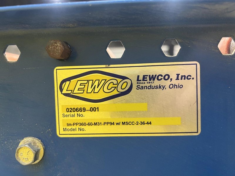 120&quot; X 44&quot; LEWCO POWERED ROLLER CONVEYOR WITH PNEUMATIC TRANSFERS: STOCK #19830
