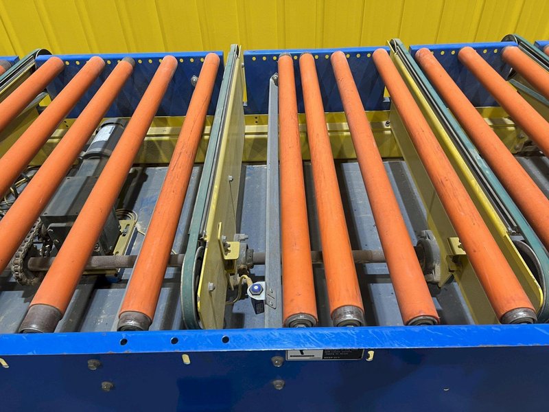 120&quot; X 44&quot; LEWCO POWERED ROLLER CONVEYOR WITH PNEUMATIC TRANSFERS: STOCK #19830