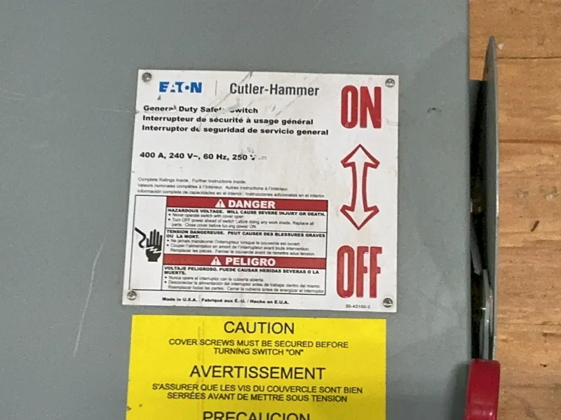 EATON CUTLER-HAMMER 400 AMPS GENERAL DUTY SAFETY SWITCH   -  DG325NRK