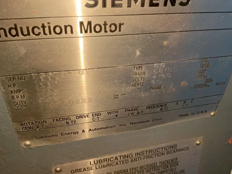 SIEMENS 1000 HP INDUCTION MOTOR