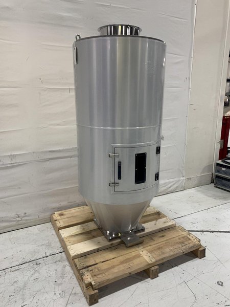 New AEC Drying Hopper, WH300, Approx. 300 lb Capacity, Insulated, Stainless Steel