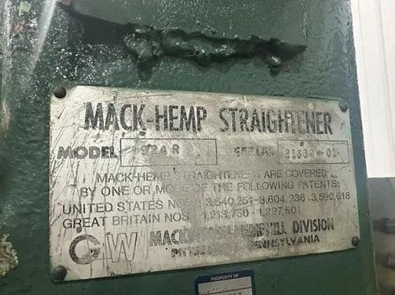 2.250" MACK-HEMP MODEL #924R ROTARY 6-ROLL TUBE &amp; PIPE STRAIGHTENER (14624)