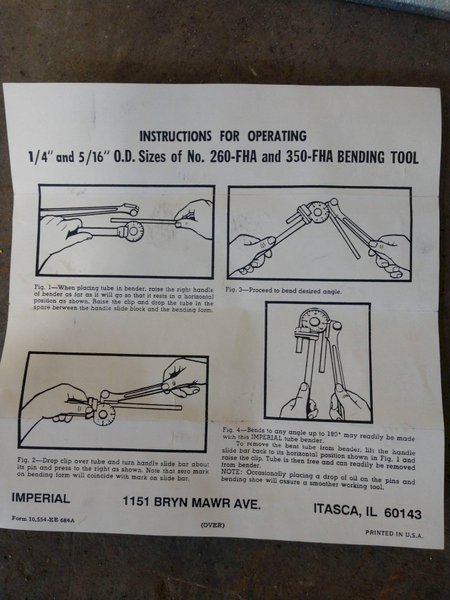7/8" IMPERIAL TOOL MODEL #260-FHA BLUE DOT CONDUIT BENDER #P0000153: STOCK 14717
