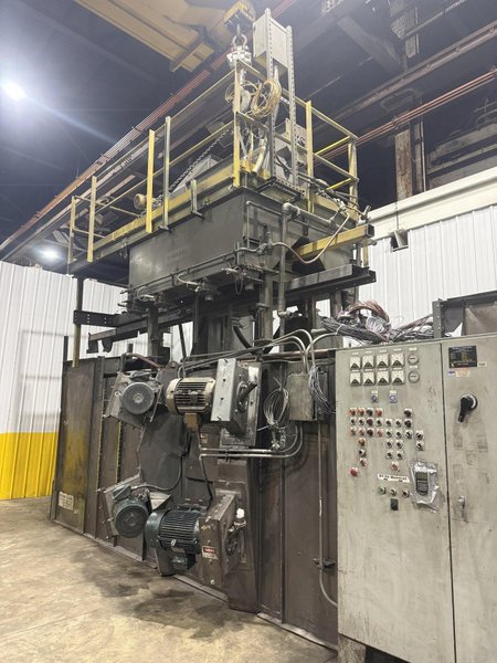 36" x 48" x 8 WHEEL PANGBORN ROTOBLAST PASS THROUGH HANGING CONVEYOR SHOT BLAST MACHINE: YOBRO #24717