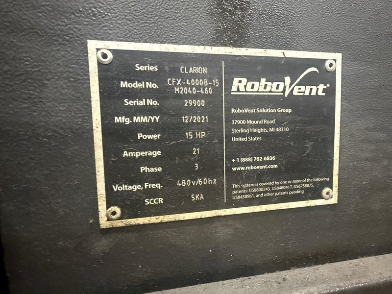 8000 CFM ROBOVENT CLARION MODEL CFX-4000B OIL MIST &amp; SMOKE COLLECTORS: YOBRO #24288