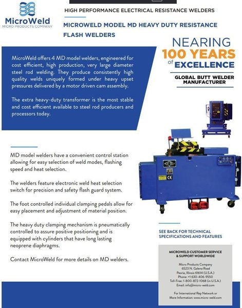 3/4&quot; MICRO WELD PRODUCTS MODEL #MD4 WIRE BUTT WELDER: STOCK #23035